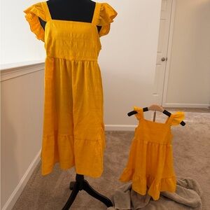 Mommy & Me Matching Dresses | Mustard Yellow | Adult L + Toddler 2–3Y